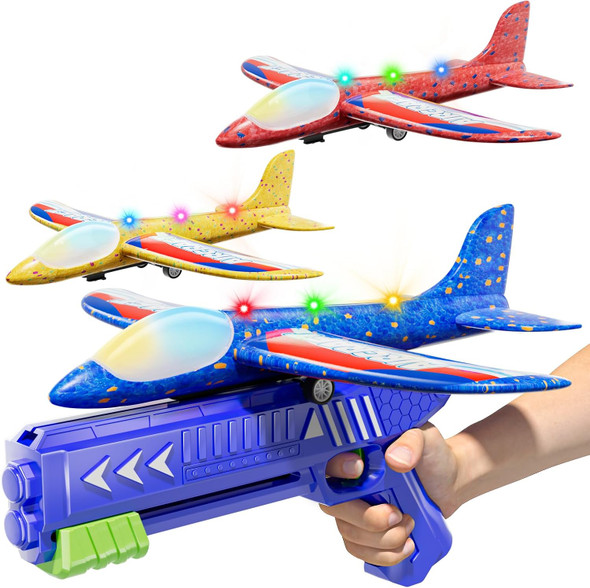 3 Pack Airplane Launcher Toys 2 Flight Modes Foam Glider Airplane With Colorful Light Kids Outdoor Flying Toys Boys Toys For Ages 4-8 s For 4-8 Years Old Boys Girls 3 Pack Airplane Launcher Toys 2 Flight Modes Foam Glider Airplane With Colorful Light Kids Outdoor Flying Toys Boys Toys For Ages 4-8 s For 4-8 Years Old Boys Girls