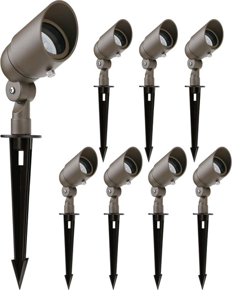 4W Led Landscape Lighting Landscape Lights Spotlights Gl103-Bzled8 Ac/Dc 12V Low Voltage Warm White Waterproof For DrivewayYard LawnPatioWallsTreesFlagsOutdoor Light (Bronze 8 Pack)