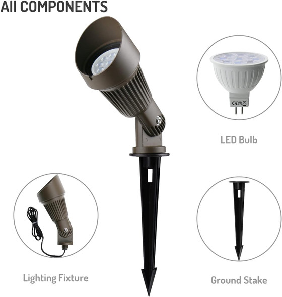 4W Led Landscape Lighting Low Voltage Landscape Lights Spotlights Gl106-Bzled8 Ac/Dc 12V Warm White Waterproof For DrivewayYard LawnPatioWallsTreesFlagsOutdoor Light (Bronze 8 Pack)