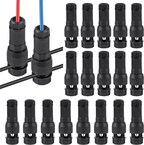 20Pcs Low Voltage Landscape Wire Connector Lighting Connector Waterproof 12/14/16/18 Awg Light Wire Cable Connectors For Outdoor Led Path Garden Spotlights Lawn Lamp