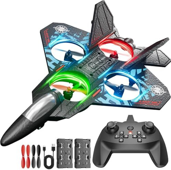 Remote Control Airplane Rc Plane Drones For Kids 8-12 Boys Adult Flying Foam Air Plane Toy For Beginner With Stable Hovering6-Axis Gyro360° FlipsCircle FlyLed LightLow Battery Alarm2.4Ghz