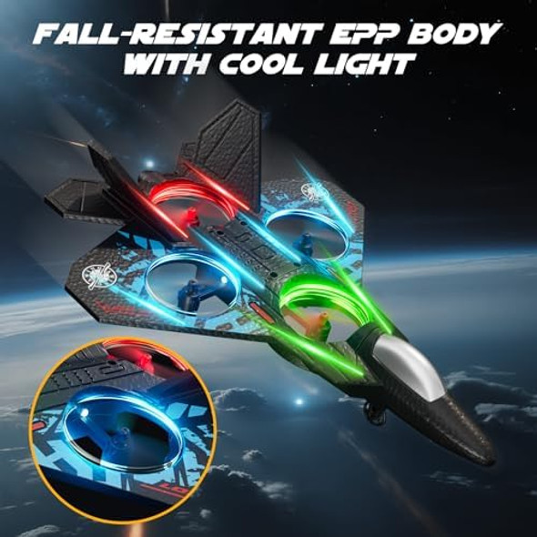 Remote Control Airplane Rc Plane Drones For Kids 8-12 Boys Adult Flying Foam Air Plane Toy For Beginner With Stable Hovering6-Axis Gyro360° FlipsCircle FlyLed LightLow Battery Alarm2.4Ghz