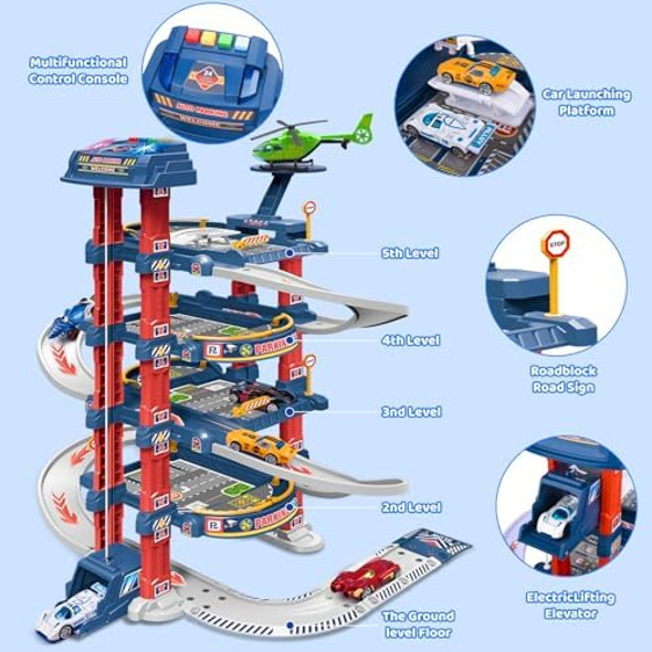 City Ultimate Garage Track Set With Electric Elevator 5 Levels Toy Car Garage With 5 Die-Cast Toy Cars & 1 Helicopter City Ultimate Garage Track Set With Electric Elevator 5 Levels Toy Car Garage With 5 Die-Cast Toy Cars & 1 Helicopter