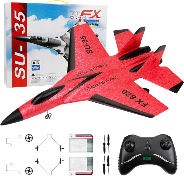 Su-35 Rc Plane 2Ch Remote Control Airplane Ready & Easy To Fly For Beginners Rc Aircraft Jet With Luminous (Blue)