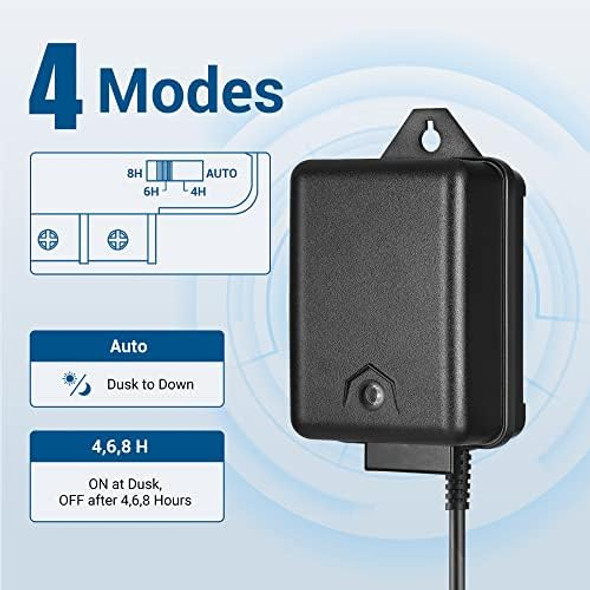 Edishine 60W Outdoor Low Voltage Transformer With Timer Photocell Sensor 12V 3W 3000K Warm White Bollard Lights Black 1 Pack Landscape Lighting Transformer
