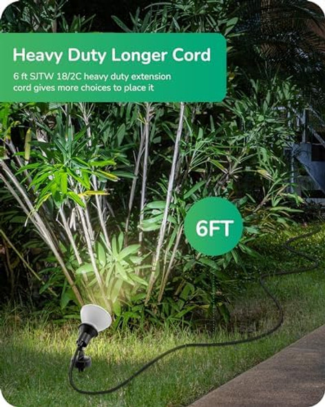 Edishine 120V Spotlights Outdoor Halloween Plug In Led Flood Lights Waterproof Landscape Lights Socket 6Ft Cord E26 Base Max150W Par38 Bulb (Not Included) 180° Adjustable Head Ul Listed 2Pack