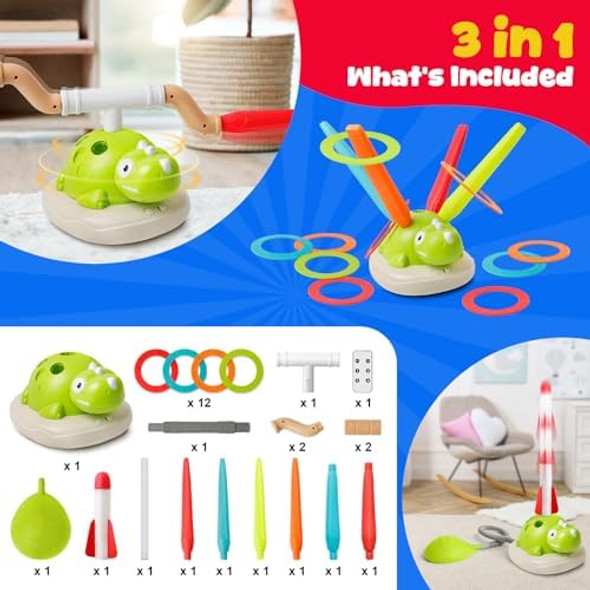 Multi-Mode Dinosaur Toy Sports & Outdoor Play Toys Ring Throw Game Jump & Fly Musical Play For Boys & Girls Multi-Mode Dinosaur Toy Sports & Outdoor Play Toys Ring Throw Game Jump & Fly Musical Play For Boys & Girls