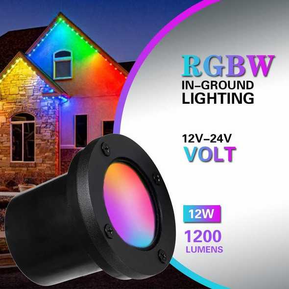 12W Led Well Light OutdoorLow Voltage Landscape Lights With Connectors 12V-24V Ac/Dc Black In-Ground Lights Ip67 Waterproof Paver Lights For Garden YardPathFence (8Pack 12W)
