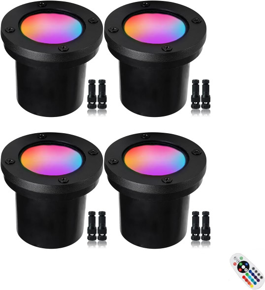 12W Led Well Light OutdoorLow Voltage Landscape Lights With Connectors 12V-24V Ac/Dc Black In-Ground Lights Ip67 Waterproof Paver Lights For Garden YardPathFence (8Pack 12W)