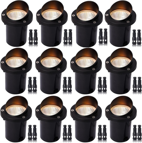 Led Low Voltage Landscape Light12-24V Ac/Dc Shielded In-Ground Light Ip67 Waterproof 3000K Paver Well For Pathway (10 Pack)