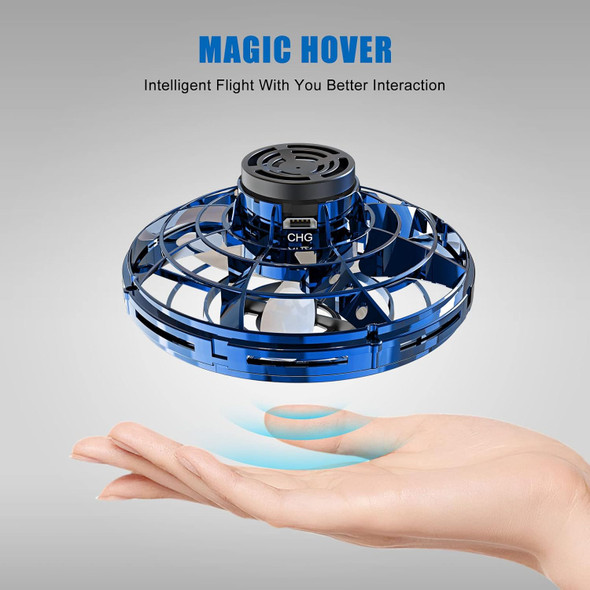 Blue Hand Operated Mini Drones For Kids Cool Magic Ufo Flying Orb Ball Toy Hover Boomerang Fidget Spinner With Lights Indoor Outdoor Christmas Birthday s For Boys Girls Teens 8 9 10+