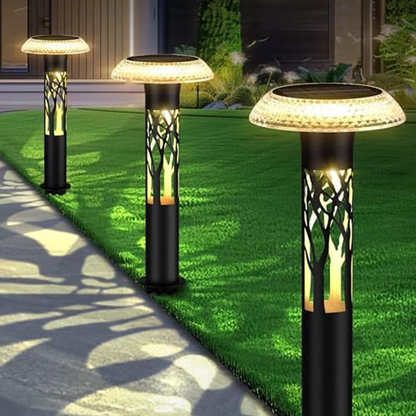 Large Solar Pathway Lights 6 Pack 8 Modes Solar Lights Outdoor Landscape Lighting For Outside Path Walkway Driveway Sidewalk Patio Lawn Yard Garden Decor
