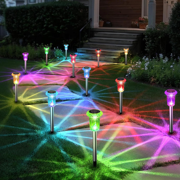 Solar Outdoor Lights 10 Pack Solar Pathway Lights Outdoor Waterproof Stake Lighting For Garden Yard Path Walkway Driveway Patio Lawn DecorColor Changing