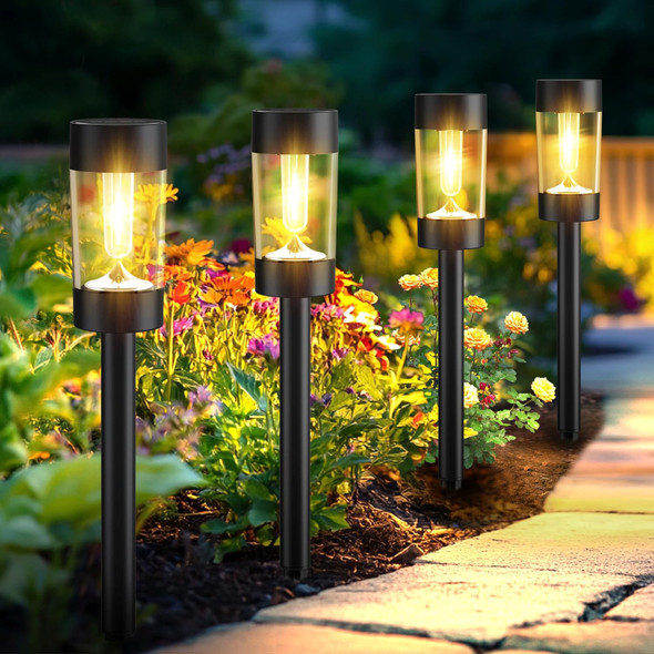 Solar Lights Outdoor 12 Pack Waterproof Solar Landscape Lighting For Pathway Garden Yard Path Walkway Driveway Lawn Patio Outside Decor Warm White