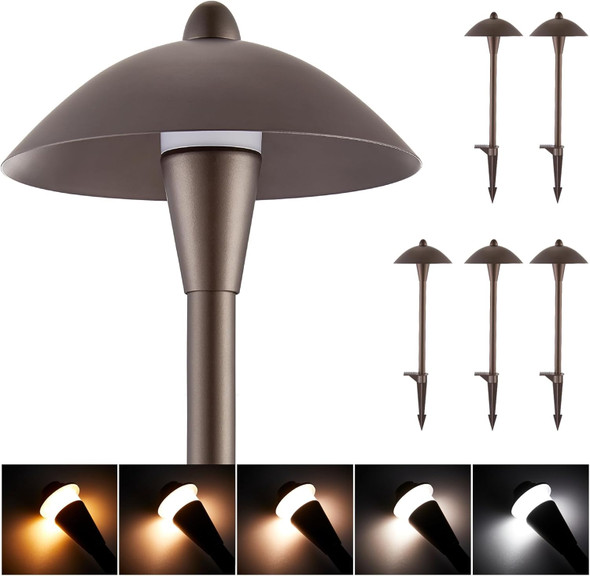 Pathway Lights Low Voltage 12V Ac/Dc 5W Led Pathway Lights Wired 2200K 2700K 3000K 4000K 5000K 5Cct Selectable Ip65 Outdoor For Garden Patio Lawn Cri90 Bronze Etl Pack Of 6