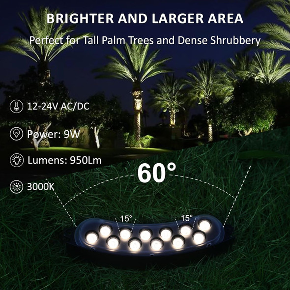 Low Voltage Flood Lights 9W Bright Led Uplighting Outdoor Wired Spot Lights Outdoor 12V Low Voltage Floodlights For Tree Wall House Aluminum 3000K Unique Design Black Pack Of 4