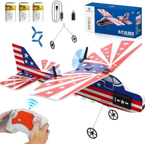 Rc Plane2.4Ghz Remote Control Airplane With Lights2Ch Rtf Rc Airplane Glider Toys With 3 Batteries For Adults Kids Beginners Boys Girls