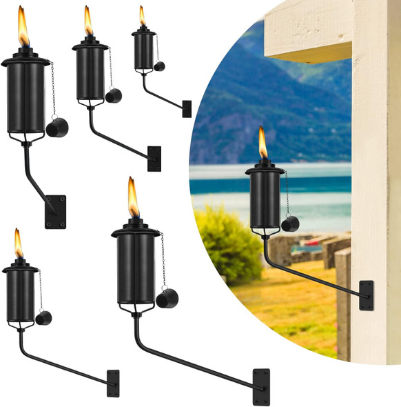 Wall Mounted Citronella Torches Set Of 6 16 Oz Garden Torches For Outside Refillable Flame Light Torch Outdoor Metal Torch For Yard Patio Deck Garden Party Landscape