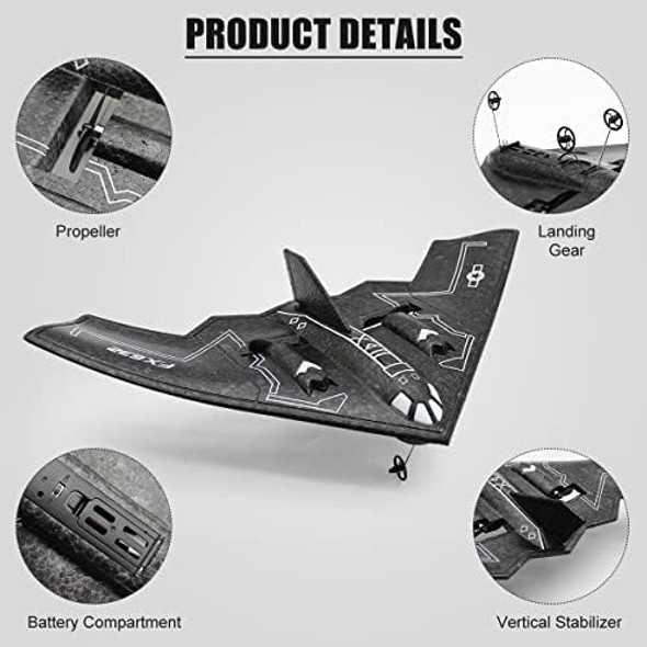 Fisca Rc Airplane Remote Control B-2 Spirit Stealth Bomber Plane 2.4Ghz 2Ch Foam Drone Ready To Fly Aircraft Toy For Kids And Adults
