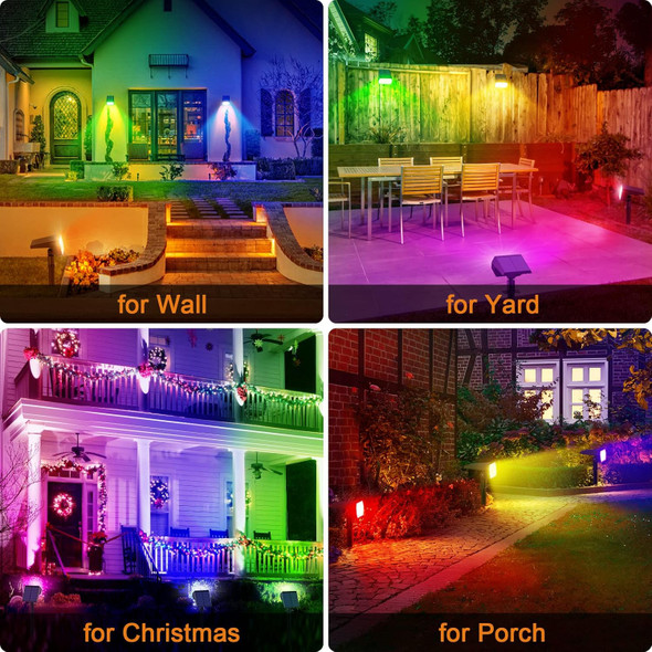 Solar Spot Lights Outdoor Color Changing [7 Modes/10 Pack] Christmas Ip65 Waterproof Landscape Spotlights Dusk To Dawn Solar Powered Security Light For Patio Gate Walkway Pool Garden Yard Driveway