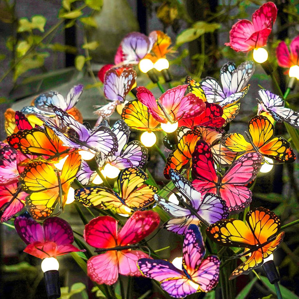 Flumy Solar Butterfly Flower Lamp - Led Butterfly Garden Stake Waterproof Solar Lights For Outdoor Butterfly Decorations Perfect For Butterfly Gardens Birthday Parties And s For Women