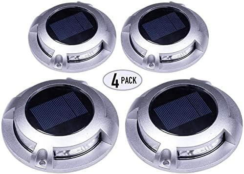 Solar Road Path Deck Dock Warning Lights With 8 Bright White Led On Off Flash And Constant On Functions - 4 Pack