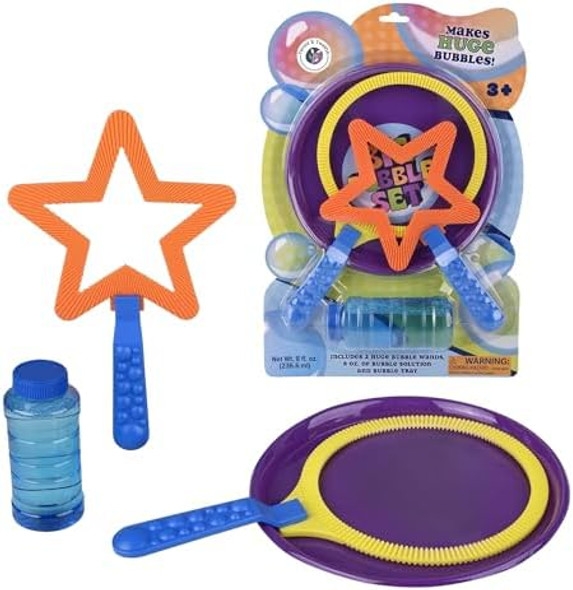 Big Bubble Set For Kids - Circle & Star Extra Lage Bubble Blower Wand With Tray & Bubble Solution Forest & Twelfth Indoor/Outdoor Toys Kids Games Prizes Bubbles Toy For Toddlers