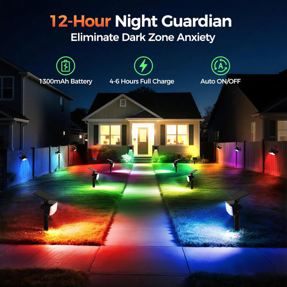 Solar Spot Lights Outdoor 92 Leds Landscape Lighting With 3 Lighting Modes And Auto On/Off Ip67 Waterproof Spotlights Outdoor Solar Lights For Yard Garden 6 Pack (Cool White)