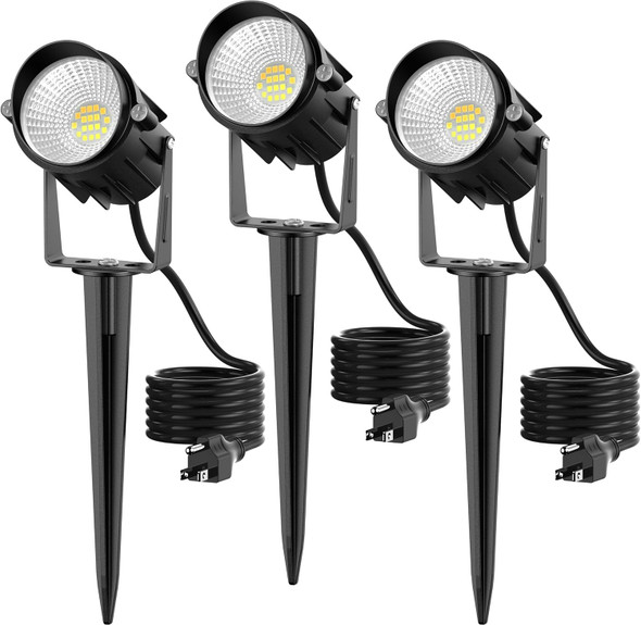 Outdoor Landscape Lighting Led Spotlights Spot Lights Outdoor For Yard Tree Pathway Lawn Flags House 120 Voltage Waterproof Garden Landscape Lights With Plug In Cord 2700K Warm White 3 Pack