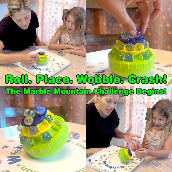The Original Wobbleball Marble Balancing Game – Colorful Marbles Stored Inside For Easy Cleanup Family Fun Party Game 1–4 Players – 3-Tier With Die & Marble Tray