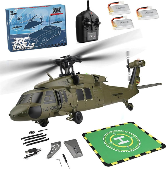 Funxylophy Wl K170 Black Hawk Rc Helicopter 2.4G 4Ch Flybarless 6-Axis Gyroscope Altitude Hovering Rc Military Helicopter With Display Stand And Apron Takeoff Landing Pads (Rtf Version) Funxylophy Wl K170 Black Hawk Rc Helicopter 2.4G 4Ch Flybarless 6-Axis Gyroscope Altitude Hovering Rc Military Helicopter With Display Stand And Apron Takeoff Landing Pads (Rtf Version)