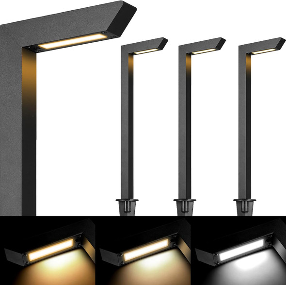 Gardencoin 3Cct Led Low Voltage Landscape Pathway Light 12V Premium 3000K/4000K/5000K Selectable Path Lights Wired Modern Walkway Lights Outdoor Higher Housing With Larger Stake (19.71In 12Pack)