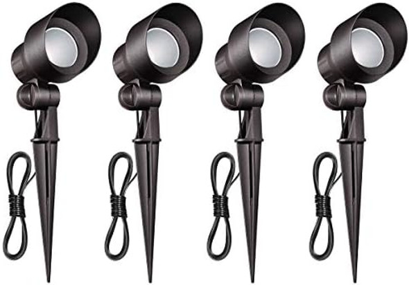 Outdoor Landscape Lighting Low Voltage Garden Landscape Lights Spotlight Uplight Aluminum Construction Waterproof 12V 5W 3000K Warm-Yellow Light（4-Pack）