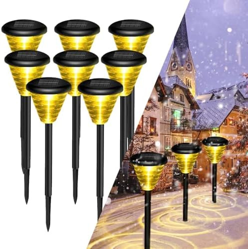 8 Pack Led Solar Lights Ip65 Outdoor WaterproofPathway Garden Solar Torch Light Auto On/Off Powered Landscape Lighting One Key Switch Warm Light/Color Light