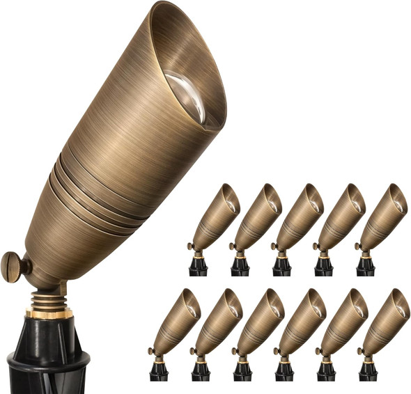 Gkoled 12-Pack Solid Brass Landscape Spotlight 12V Ac/Dc Low Voltage Landscape Lights Outdoor Directional Led Uplight Waterproof Fixture With Abs Ground Spike Garden Spot Up Light Without Bulb Gkoled 12-Pack Solid Brass Landscape Spotlight 12V Ac/Dc Low Voltage Landscape Lights Outdoor Directional Led Uplight Waterproof Fixture With Abs Ground Spike Garden Spot Up Light Without Bulb