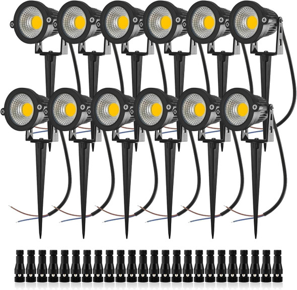 10W Low Voltage Landscape Lights 12V Landscape Lighting With Connectors Warm White Waterproof Outdoor Spotlights For Trees Pathway Lawn Yard （9 Pack）