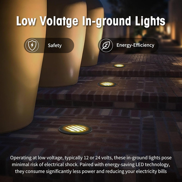 Low Voltage Landscape Lighting: 10W 2700K Warm White Led Well Lights 12/24V Outdoor In-Ground Lights With Ip67 Waterproof For Garden Yard Pathway Pavers Deck Fence 12 Pack With Connectors