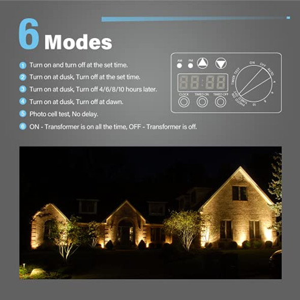 Goodsmann 600W Landscape Lighting Power Pack With Timer Photo Eye 100Ft 14Awg 2-Conductor Landscape Lighting Cable Direct Burial Wire