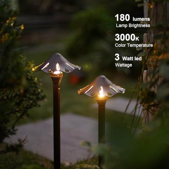 Goodsmann Pathway Lights 3W Led 2Pk Outdoor Low Voltage Landscape Lighting 180 Lumen Hardwired Path Light 3000K Warm White Metal 12V Bronze Electric Sidewalk Walkway Lights With Cable Connectors