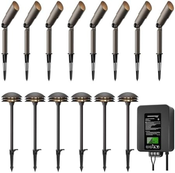 Goodsmann Landscape Lighting Low Voltage Pathway Lights Led 6Pk 4W 80 Lumen Outdoor Landscape Lighting With 1Pcs 300W Low Voltage Transformer 8Pk 3W Led 200 Lumen Metal Landscape Spotlights