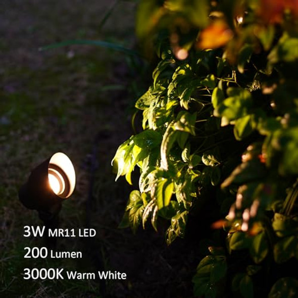 Goodsmann Metal Landscape Lighting Kit 8Pk Hardwired Low Voltage Spotlights 12V Ac 3W Led Outdoor Spot Lights 200 Lumen Warm White With Replaceable Bulbs Stakes And Connectors