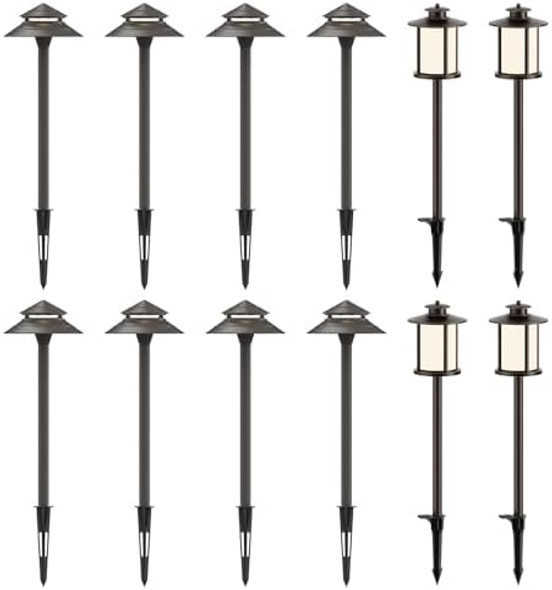 Goodsmann Landscape Lighting 12Pk Path Lights Low Voltage 3W Led 180 Lumen 3000K Warm White With Cable Connectors
