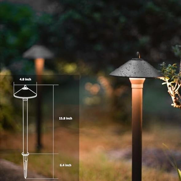 Goodsmann 8Pk Outdoor Pathway Landscape Lighting Low Voltage Hardwired Brown Path Lights Replaceable Led Bulb Metal Walkway Lighting 1.2W 40 Lumen 2700K With Connectors And Spike Stakes