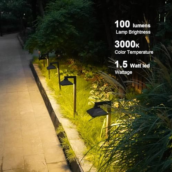 Goodsmann Low Voltage Landscape Lights 8Pk Landscape Lighting 1.5W Led 100 Lumen 12V Ac Walkway Lights With 120W Outdoor Lighting Transformer With Photo Eye Sensor And Timer
