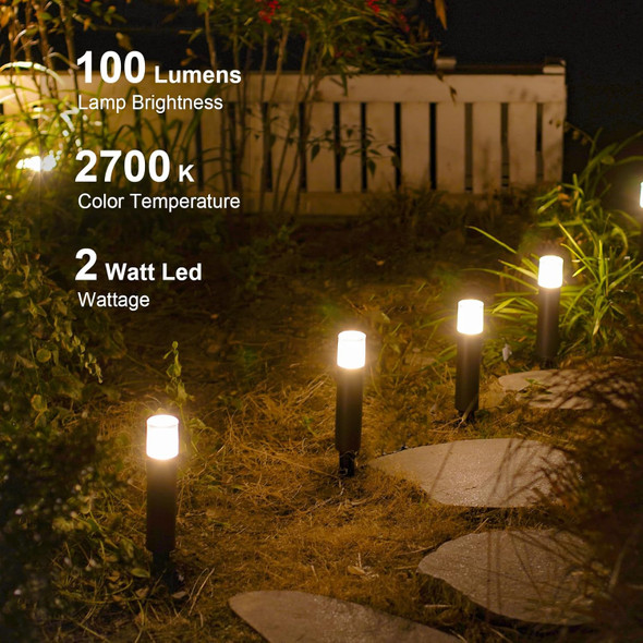 Goodsmann Low Voltage Pathway Lighting 8Pk Bollard Landscape Lights Kits 2W 2700K Warm White Led Wired Path Light 100 Lumens Metal Outdoor Brown Finish Walkway/Driveway Light With Stake Connector Goodsmann Low Voltage Pathway Lighting 8Pk Bollard Landscape Lights Kits 2W 2700K Warm White Led Wired Path Light 100 Lumens Metal Outdoor Brown Finish Walkway/Driveway Light With Stake Connector