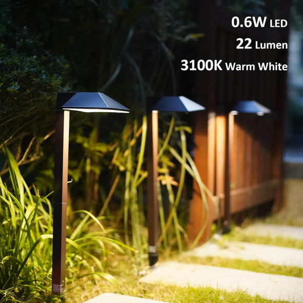Goodsmann Low Voltage Pathway Light Outdoor Metal Landscape Lighting 12V Ac 0.7W Led Hardwired Path Light 100 Lumen Warm White Oil Rubbed Bronze Finish Walkway Light With Connector And Spike Stake
