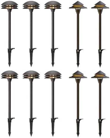 Goodsmann Landscape Lighting 10Pk Low Voltage Pathway Lights 6Pk 4W 80 Lumen Outdoor Pathway Lights 4Pk 4W Led 32 Lumen 2 Tier Pagoda Landscape Path Lights