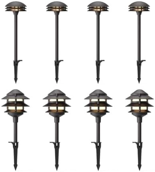Oodsmann Landscape Lighting Pathway Lights Low Voltage With 4Pk 2.2W Led 30 Lumen 4Pk 4W Led 80 Lumen Landscape Path Lighting
