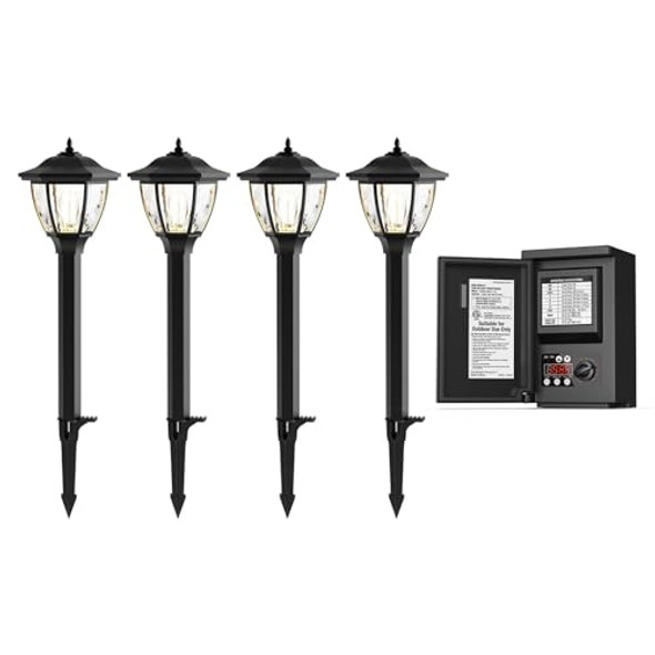 Goodsmann 200W Low Voltage Transformer With 4Pk Pathway Lights Low Voltage 1 Watt Led 12V Ac Landscape Lights 40 Lumen 2700K Warm White With Replaceable Led Bulbs Cable Connectors Goodsmann 200W Low Voltage Transformer With 4Pk Pathway Lights Low Voltage 1 Watt Led 12V Ac Landscape Lights 40 Lumen 2700K Warm White With Replaceable Led Bulbs Cable Connectors