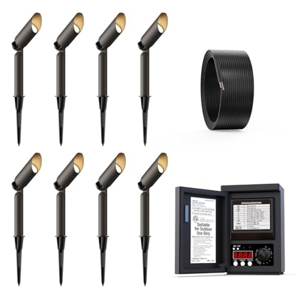 Goodsmann Low Voltage Transformer 120W With 8Pk 3W Led Landscape Lights 100 Lumens Spot Light 100Ft 16Awg Landscape Lighting Cable Goodsmann Low Voltage Transformer 120W With 8Pk 3W Led Landscape Lights 100 Lumens Spot Light 100Ft 16Awg Landscape Lighting Cable